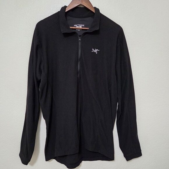 Arc'teryx Men's Large Delta LT Half Zip Waffle Polartec Fleece Black Base Layer - Picture 1 of 8